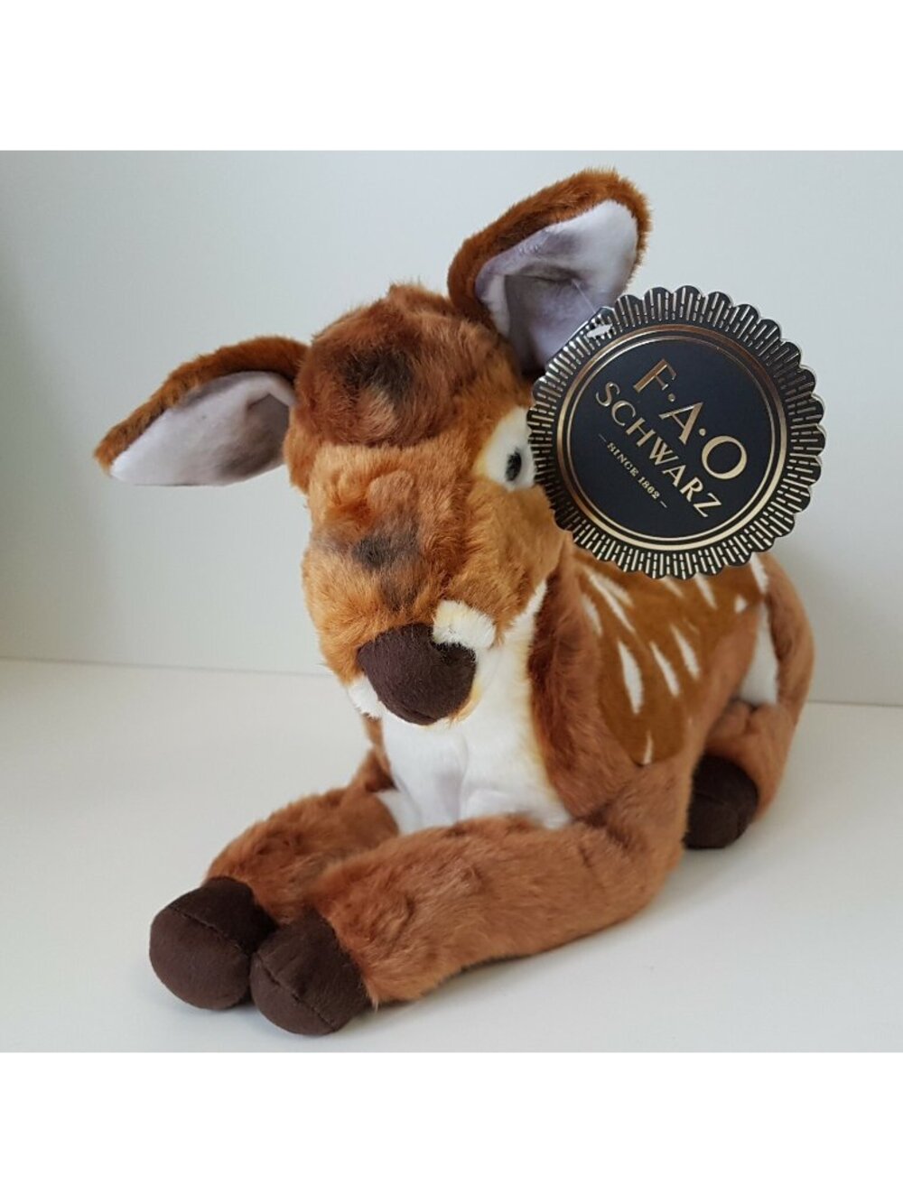 FAO Schwarz Fawn Deer Plush 18" Realistic Spotted Stuffed Animal NWT
